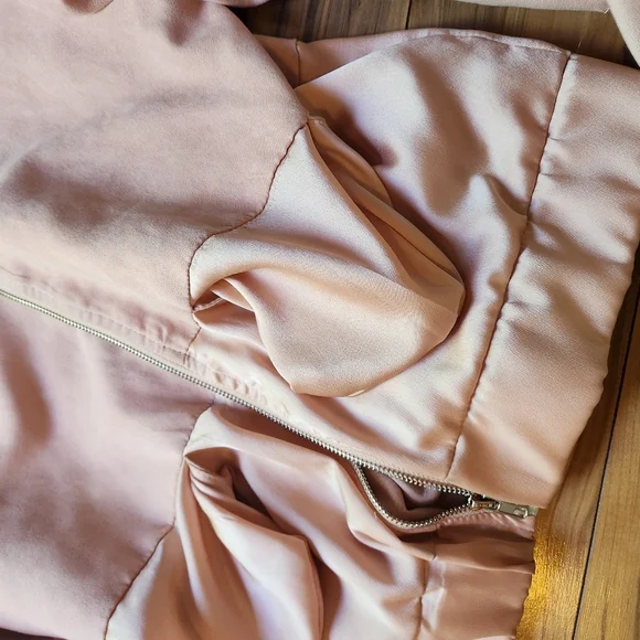 ELODIE M Delicate Bomber Jacket Pastel Pink Mermaid Puffer Kawaii Cute Soft Coat - Picture 4 of 7